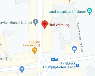 location of the Tirol Werbung, Google Maps screenshot